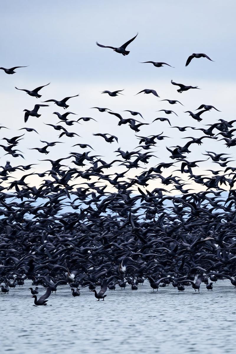 Brant geese taking off from Izembek Lagoon