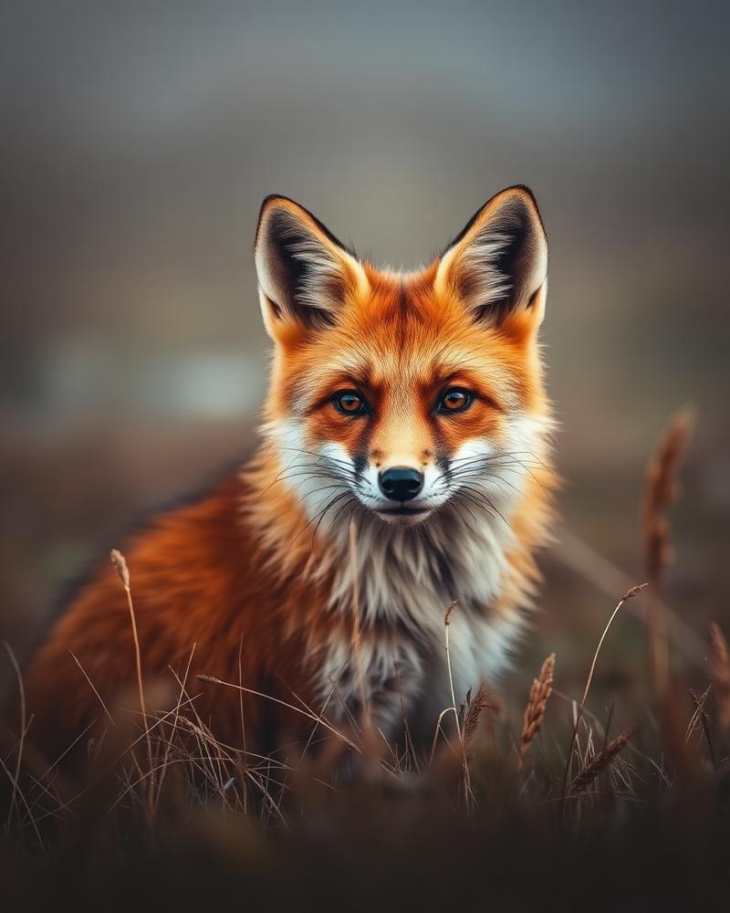 Red fox in the autumn tundra of Alaska